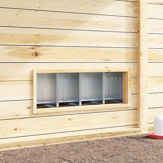 Pondoir 4 compartiments acier pour poules avec pieds et fixation murale 110cm argent - ComfortXL Outdoor Living - Image 3