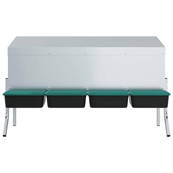 Pondoir 4 compartiments acier pour poules avec pieds et fixation murale 110cm argent - ComfortXL Outdoor Living - Image 5