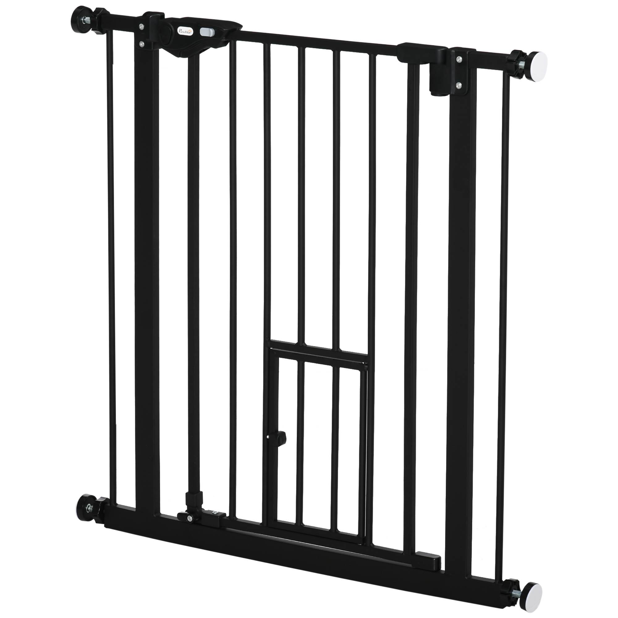 Barrière de sécurité extensible avec petite porte, fermeture automatique et double verrouillage, 74-80 x 76,2 cm, noire - Image 2