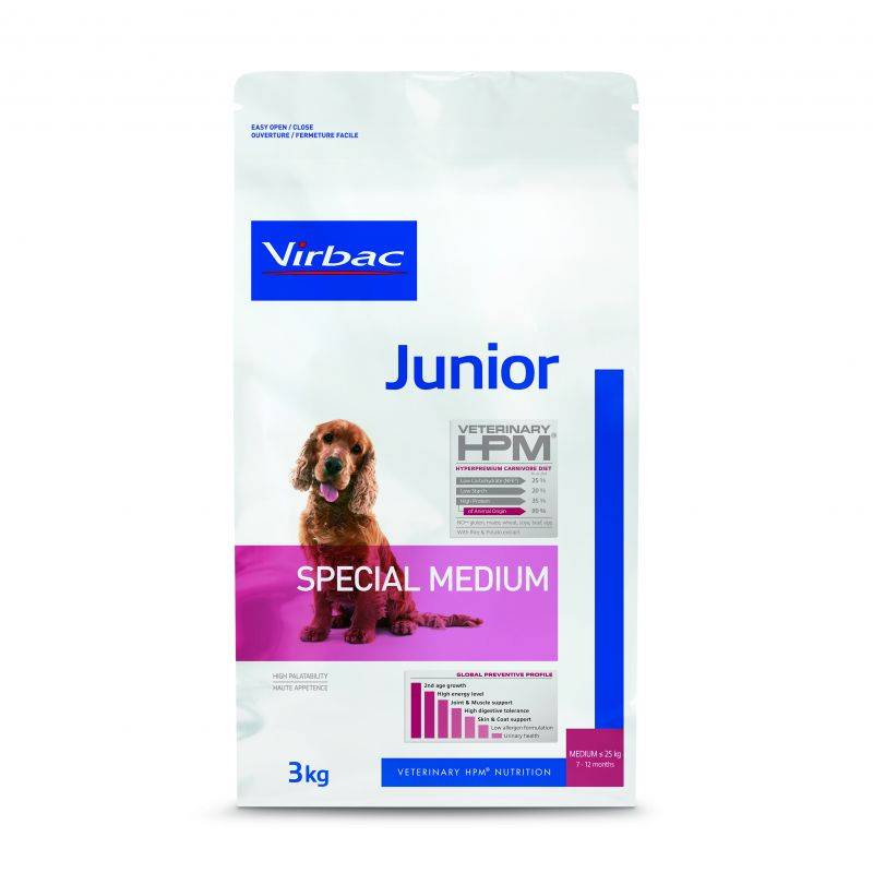 CROQUETTES CHIEN VETERINARY HPM DOG JUNIOR SPECIAL MEDIUM - VIRBAC 3 kg - Image 1