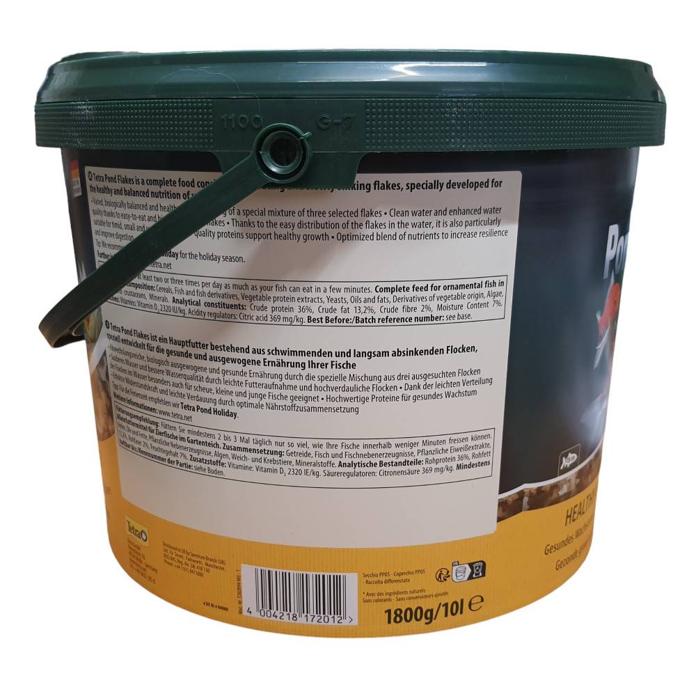 Tetra - Pond Flakes seau de 10 Litres,1.8 kg aliment flottant pour poisson de bassin - Imagen 2