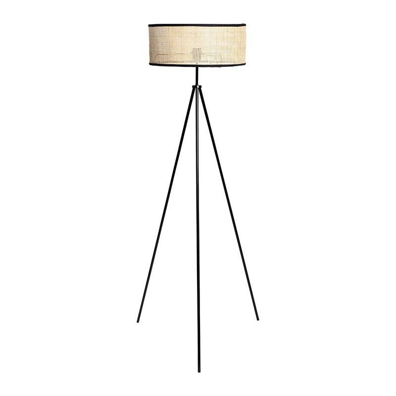 Ostaria - Lampadaire trépied Yuca abat-jour cannage Ostaria - Image 1