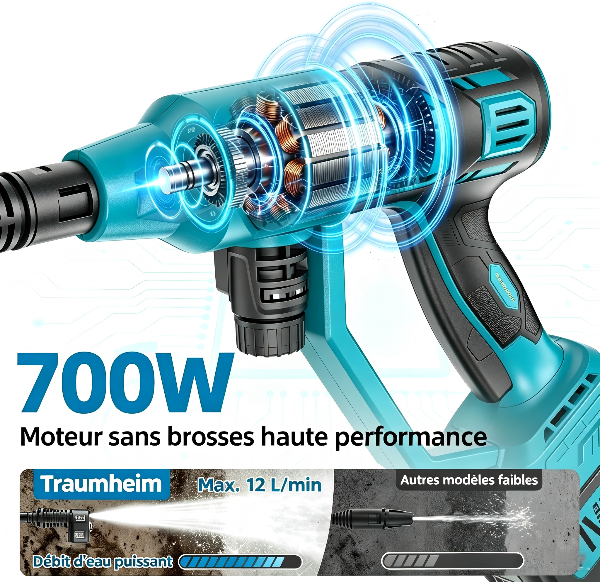 Sans Marque - Nettoyeur haute pression sans fil 21 V 68 bars Traumheim - Image 2