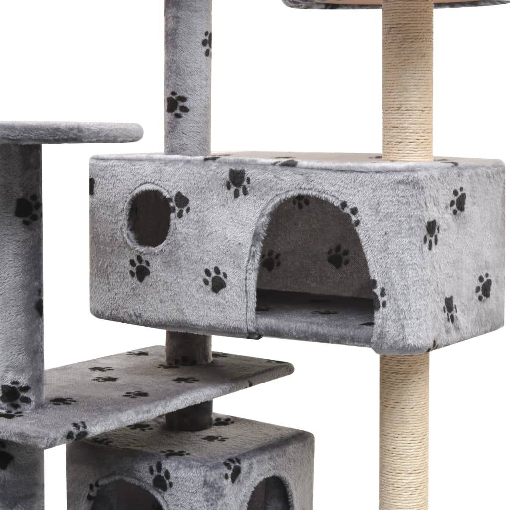 Arbre à chat bois et sisal gris 67 x 67 x 125 cm, Poids:12.9kg - PANGIVO - Image 4