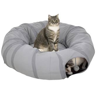 Tunnel de jeu chat tissu suède lit coussin pliable intérieur 90cm gris - ComfortXL Outdoor Living