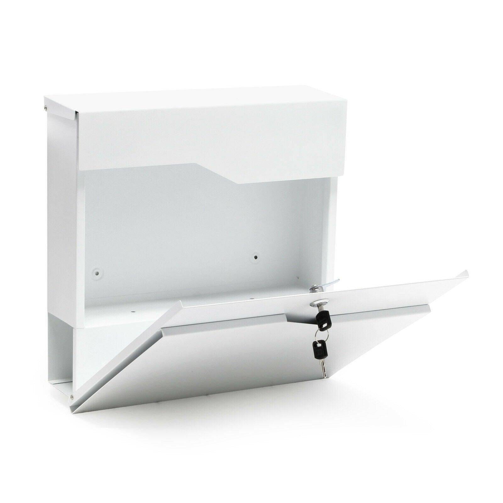 Helloshop26 - Boite aux lettres design blanche fixation murale porte journal revues acier galvanisé 37 x 37 x 10,5 cm blanc - Imagen 3