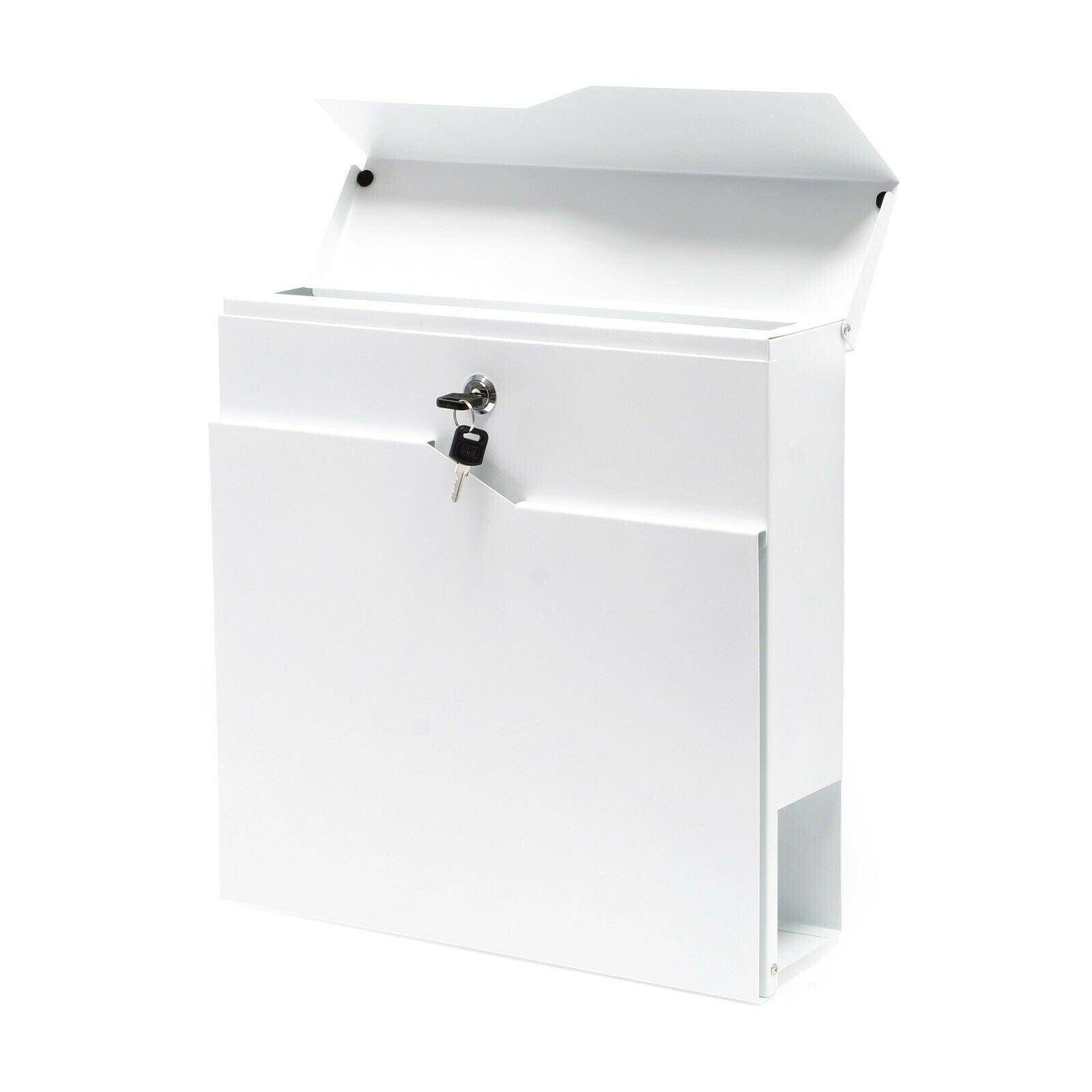 Helloshop26 - Boite aux lettres design blanche fixation murale porte journal revues acier galvanisé 37 x 37 x 10,5 cm blanc - Imagen 2