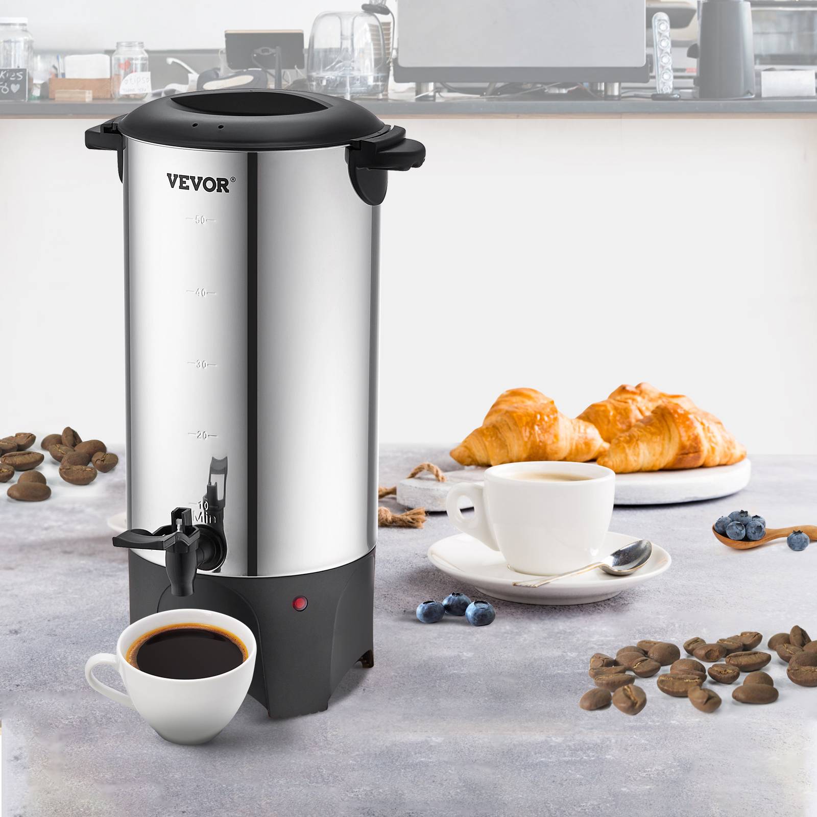Percolateur Professionnel à Café 7L - 48 Tasses, Filtre Permanent Inox, Double Paroi, Maintien Au Chaud - Pour Restaurant Hôtel Bureau