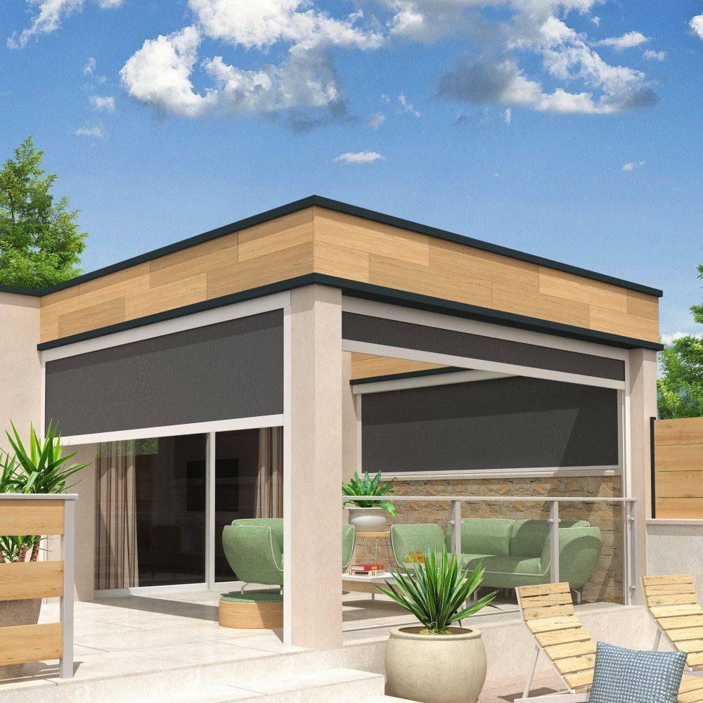 Intersun - Coffre à coulisses pour pergola LOLITE 3,50x2,50 M (Motorisé à Télécommande - Blanc - Gris Graphite) - INTERSUN - Imagen 1
