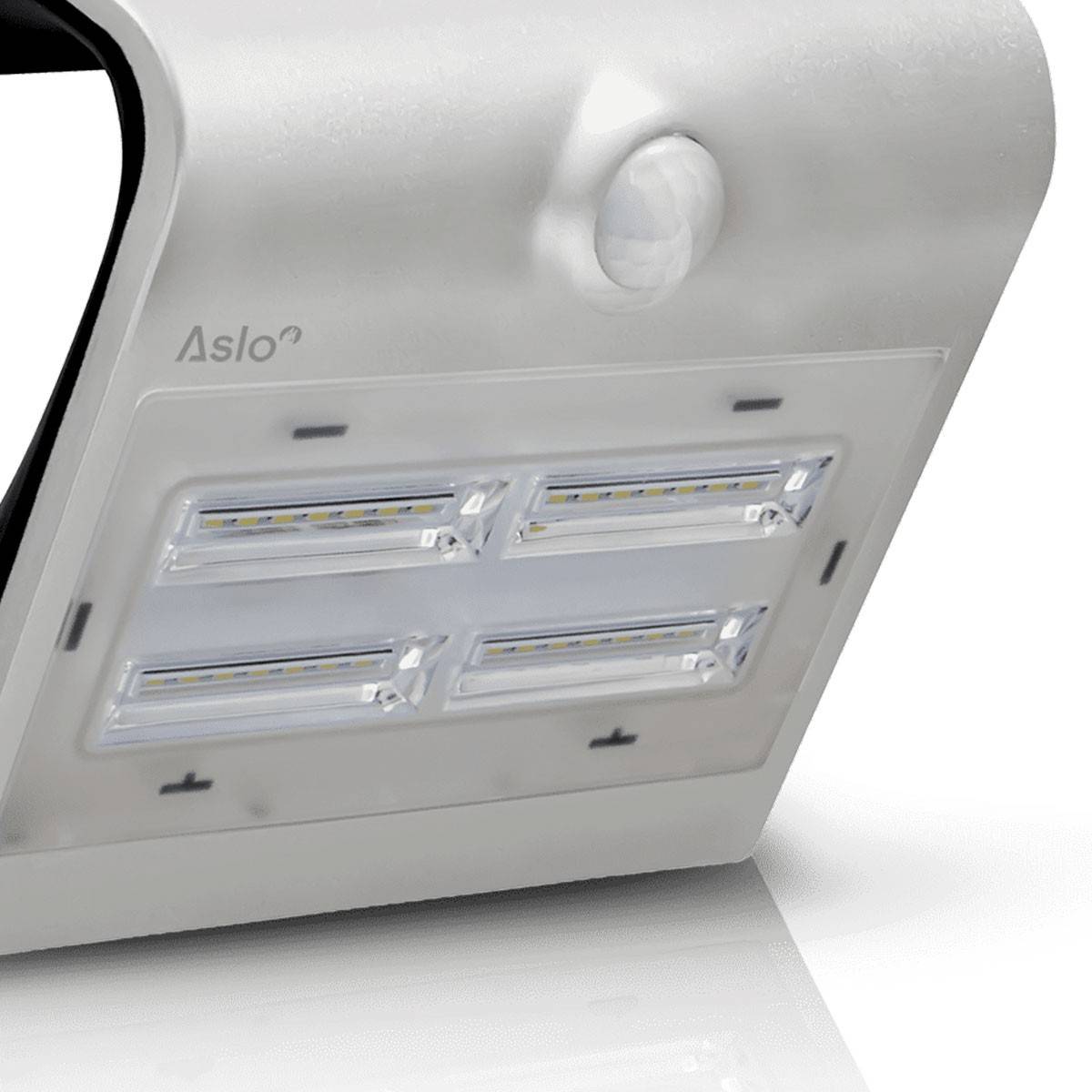 Projecteur Led Mural Solaire 3.7V 2Ah GRIS 14 x 10.9 x 21.2 cm Détecteur de mouvements 3.2W 400 Lm ASLO - Imagen 2
