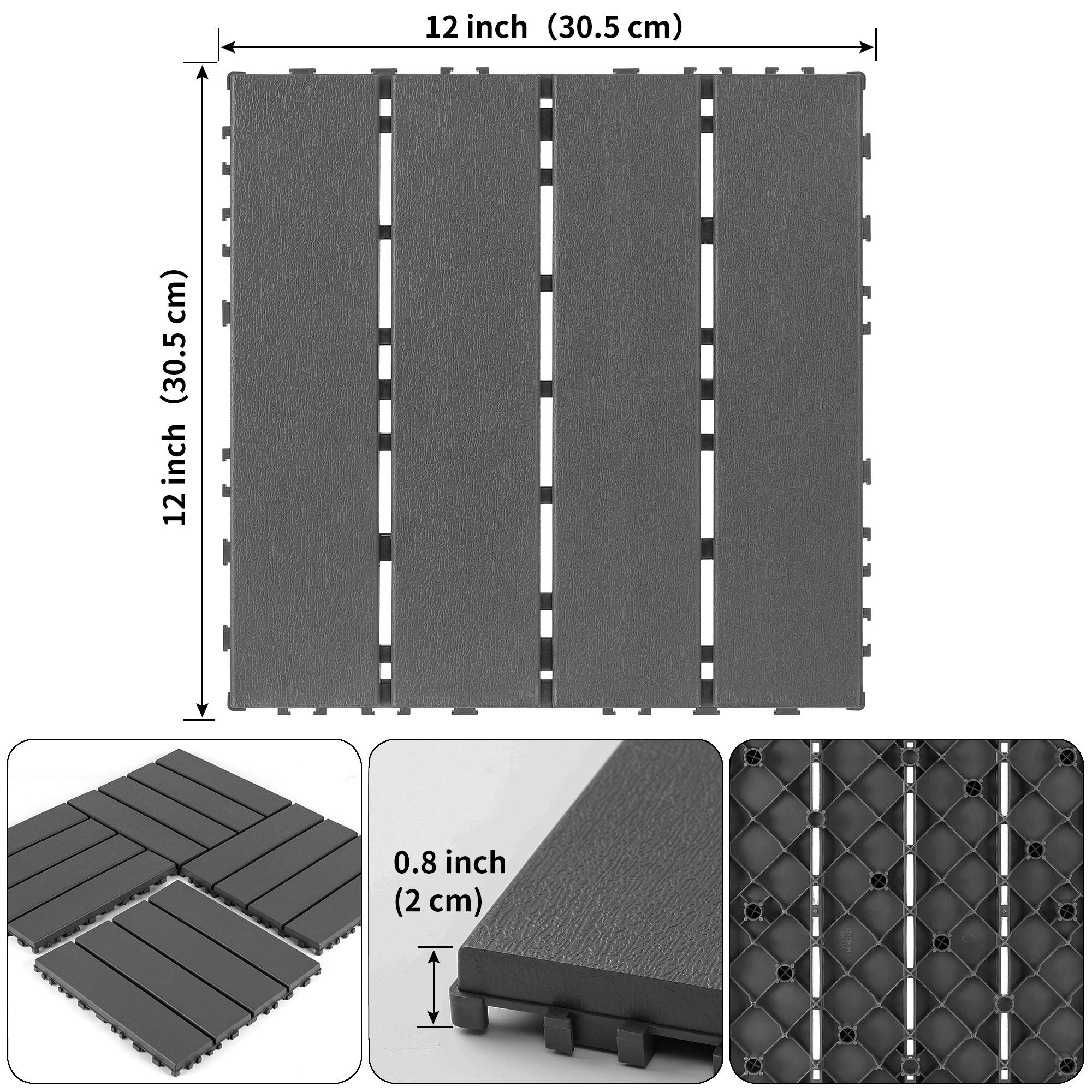 PANGIVO - Dalles de terrasse polypropylène gris 30 x 30 x 2 cm - PANGIVO - Image 2