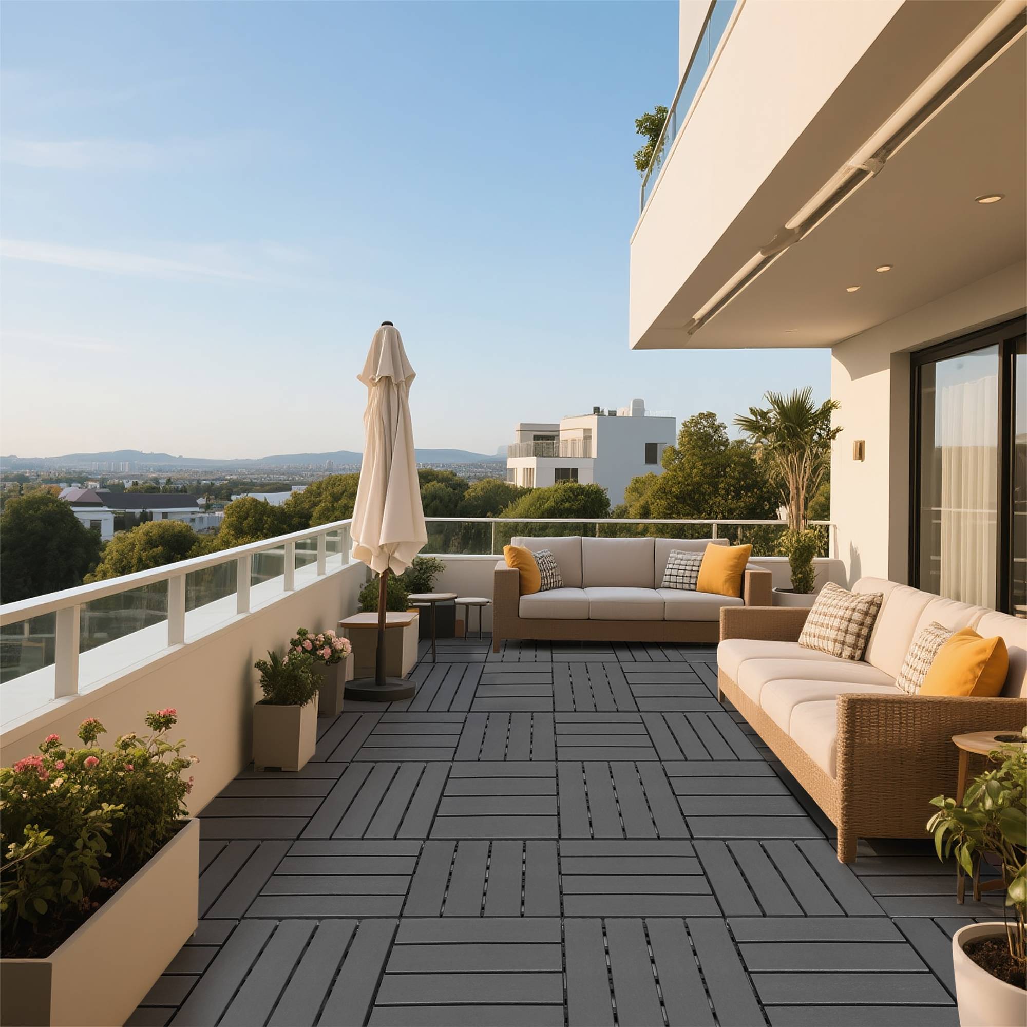 PANGIVO - Dalles de terrasse polypropylène gris 30 x 30 x 2 cm - PANGIVO - Image 9