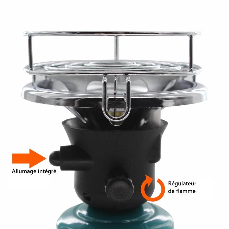 BB Loisir Réchaud à Gaz Camping à gaz portable avec grille supplémentaire Réservoir de gaz 190g - Image 4