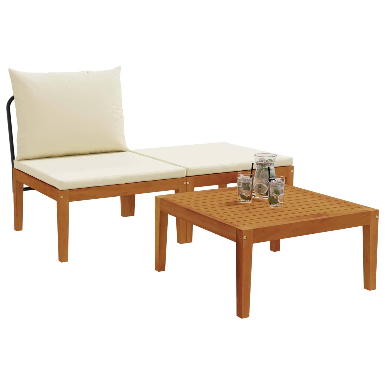 Vidaxl - Ensemble de salon de jardin 3 pc avec coussins Naturel vidaXL 42022078 - Image 4