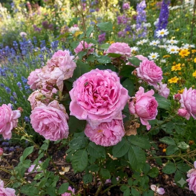 Rosier ancien Comte de Chambord à fleurs Rose/ - feuillage Caduc - Pot de 3L - 20/40 cm - Image 2