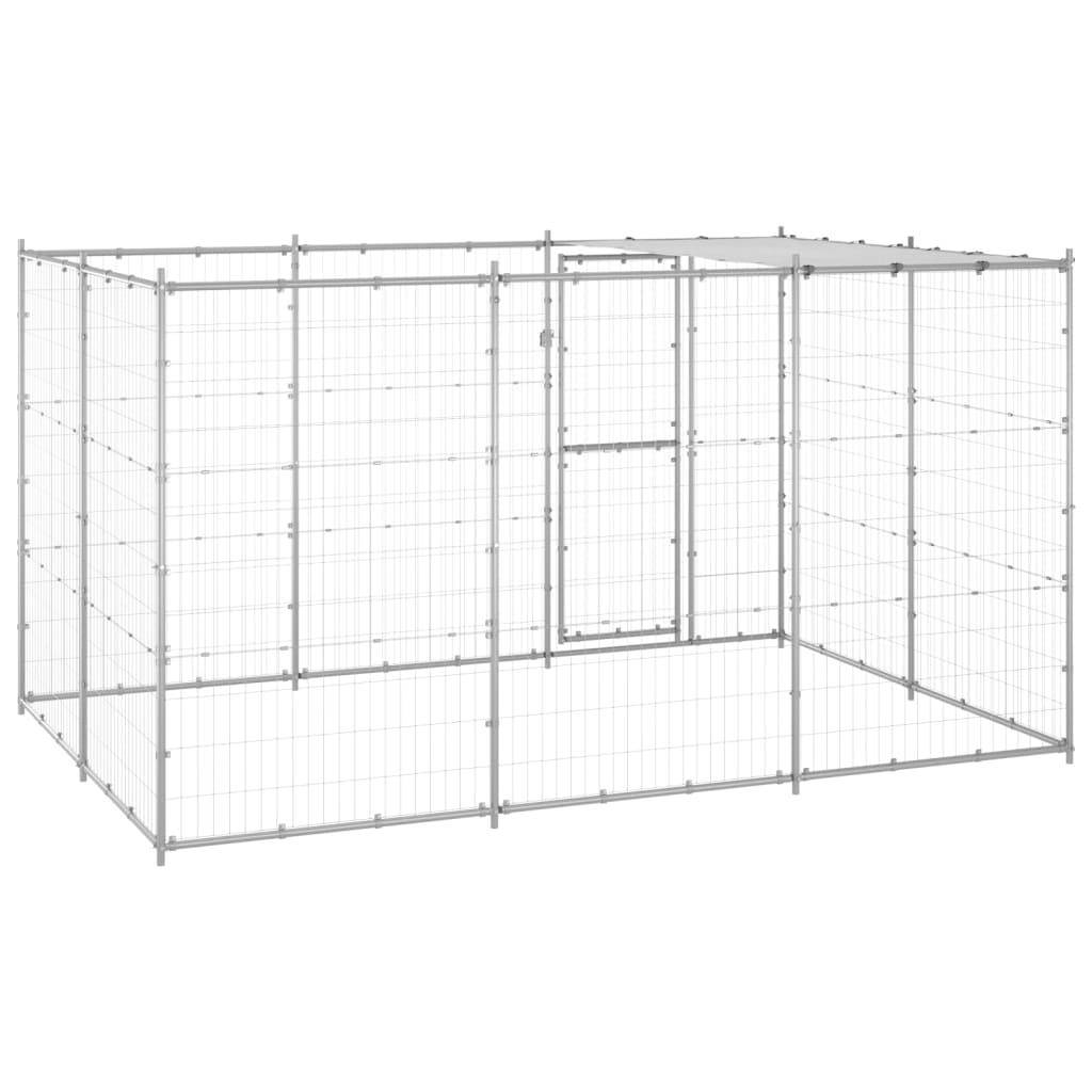 Helloshop26 - Chenil extérieur cage enclos parc animaux chien extérieur acier galvanisé avec toit 7,26 m² - Imagen 5