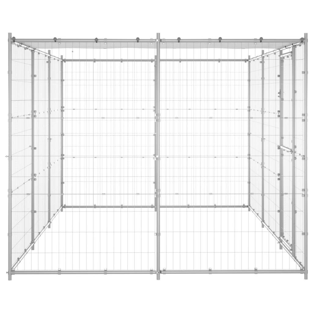 Helloshop26 - Chenil extérieur cage enclos parc animaux chien extérieur acier galvanisé avec toit 7,26 m² - Imagen 4