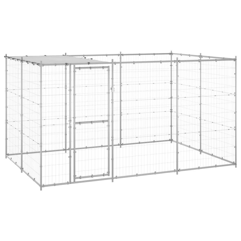 Helloshop26 - Chenil extérieur cage enclos parc animaux chien extérieur acier galvanisé avec toit 7,26 m² - Imagen 1