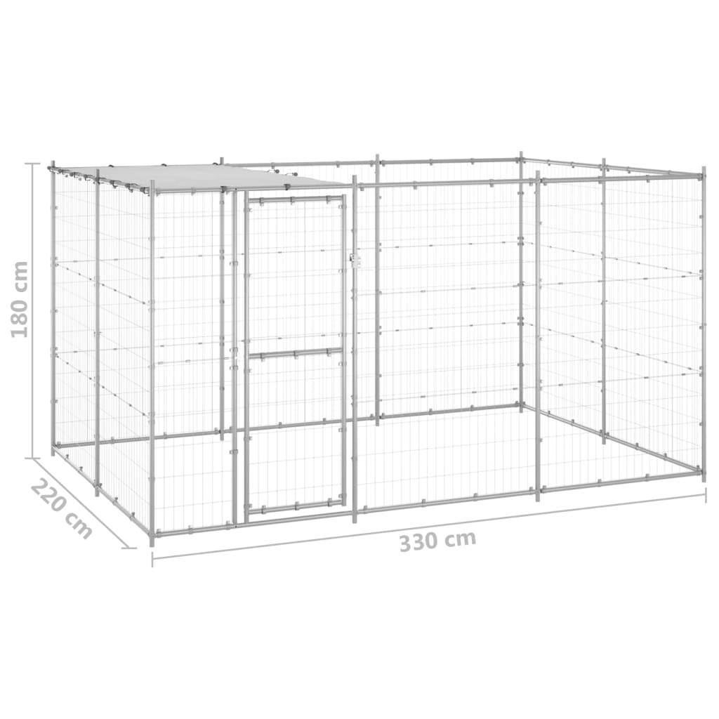 Helloshop26 - Chenil extérieur cage enclos parc animaux chien extérieur acier galvanisé avec toit 7,26 m² - Imagen 2