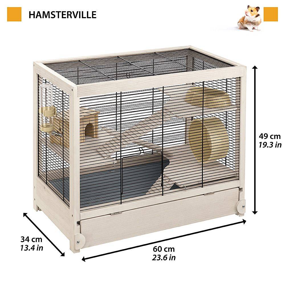 Ferplast - Ferplast Cage en bois FSC pour hamsters HAMSTERVILLE, souris et petits rongeurs, structure sur plusieurs niveaux, accessoires inclus - Imagen 2