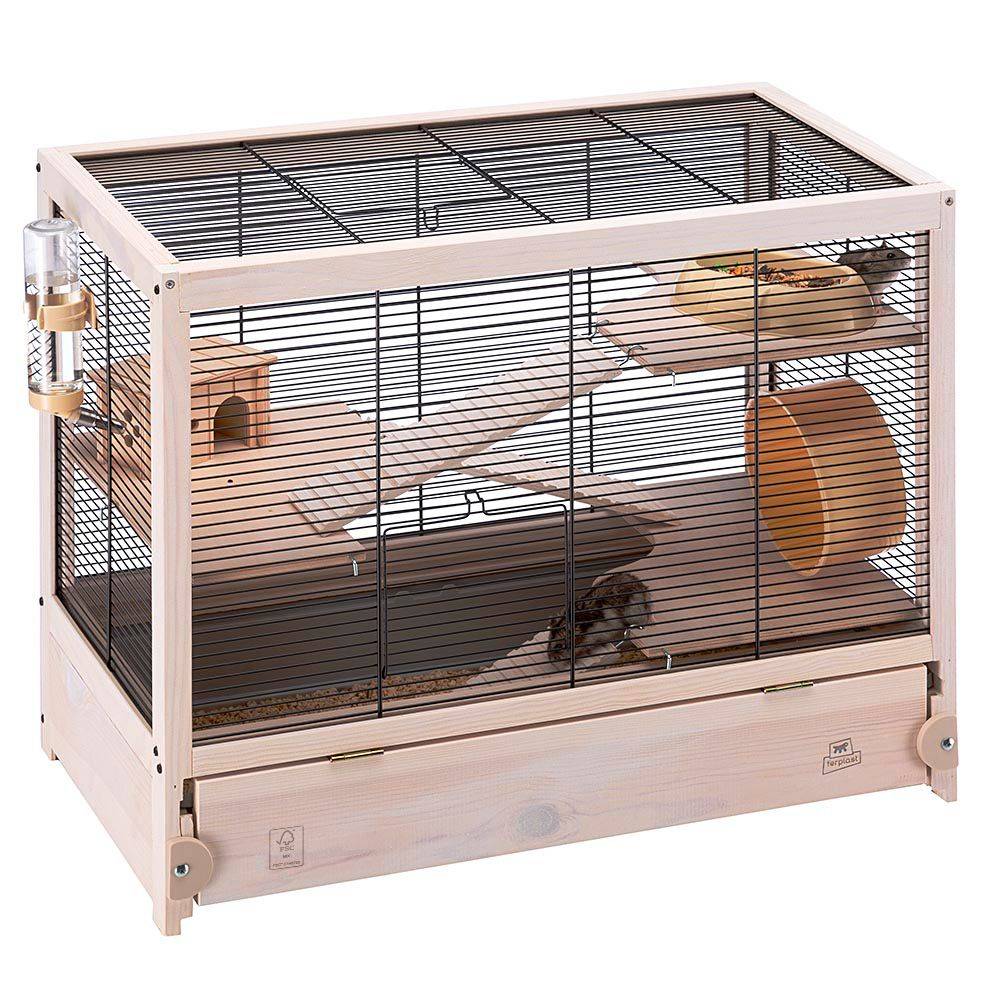 Ferplast - Ferplast Cage en bois FSC pour hamsters HAMSTERVILLE, souris et petits rongeurs, structure sur plusieurs niveaux, accessoires inclus - Imagen 5