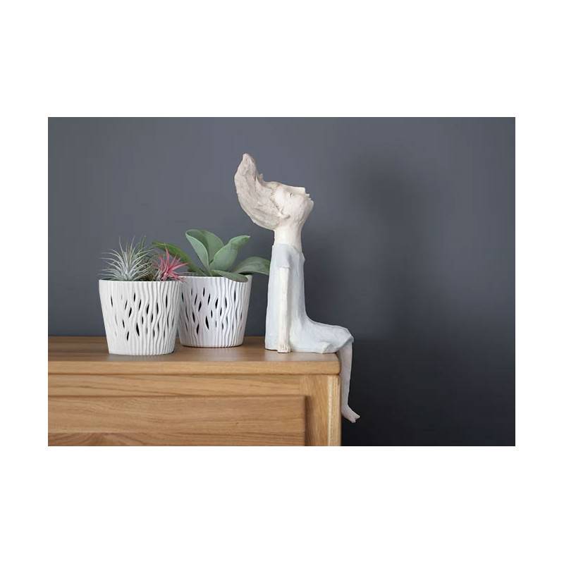 Pot de fleurs rond Sandy Blanc - 1.7L - Diamètre 15.8cm - Image 3