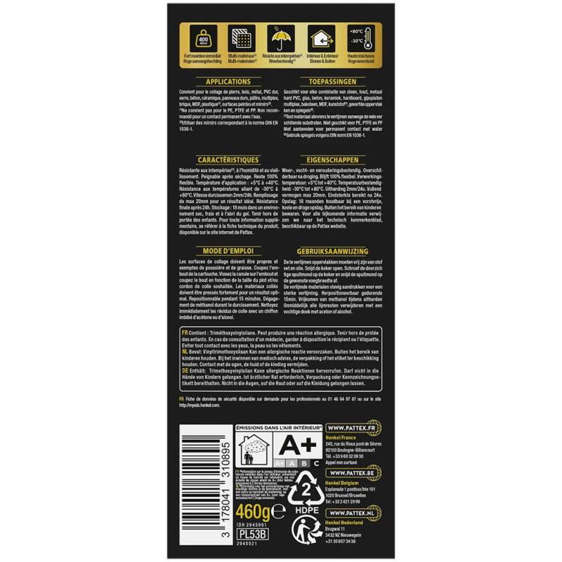 Pattex - PATTEX Pack de 48 Colles de Fixation PRO600 Objets Lourds Blanc 460g - Image 5