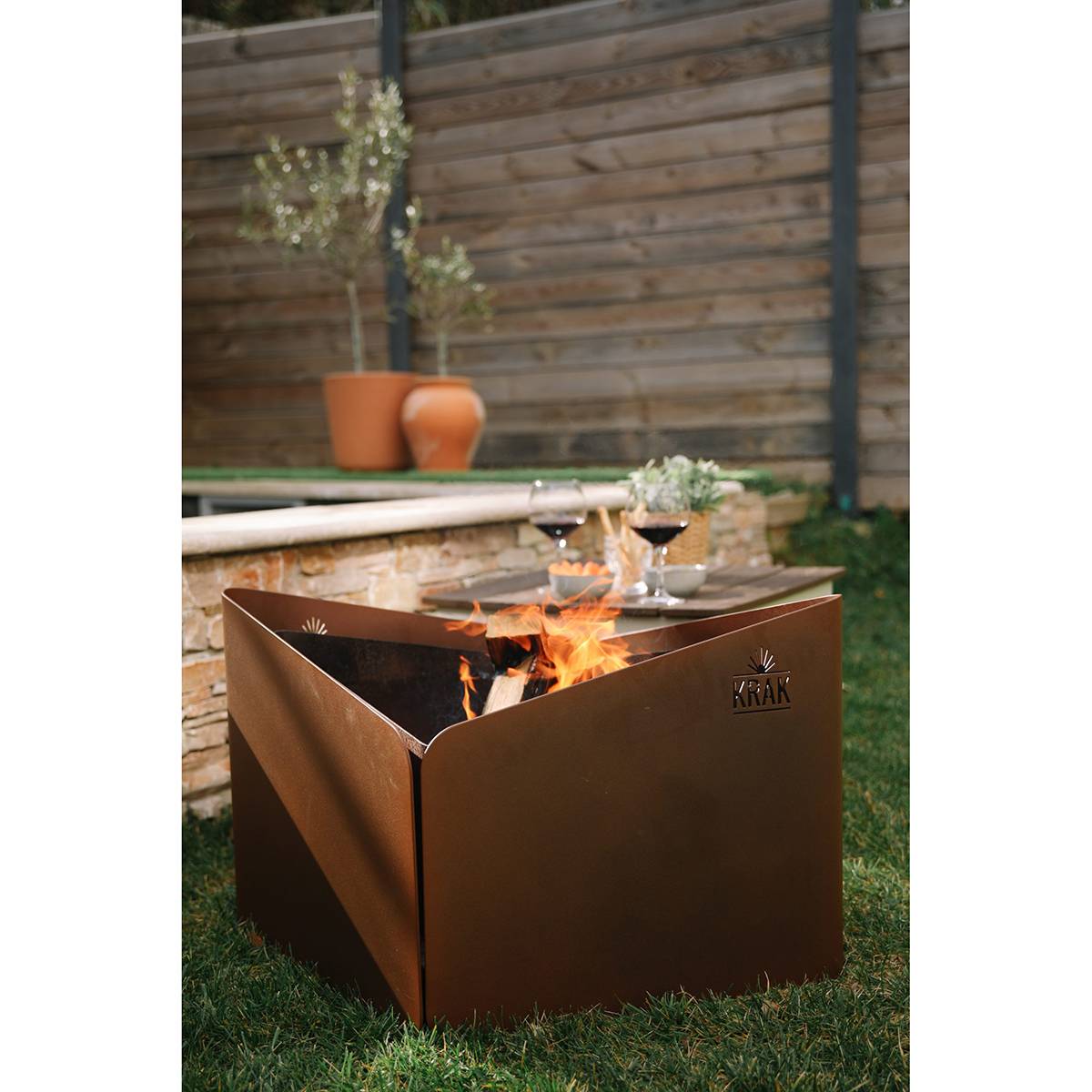 Brasero à bois + grille 79x69cm LEVANT + GRILLE FLEUR DE ROUILLE Krak - Imagen 6