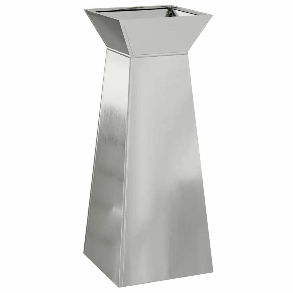 Helloshop26 - Lot de 2 jardinières à pilier design moderne extérieur 40 x 40 x 100 cm en matériaux durables argent - Image 2