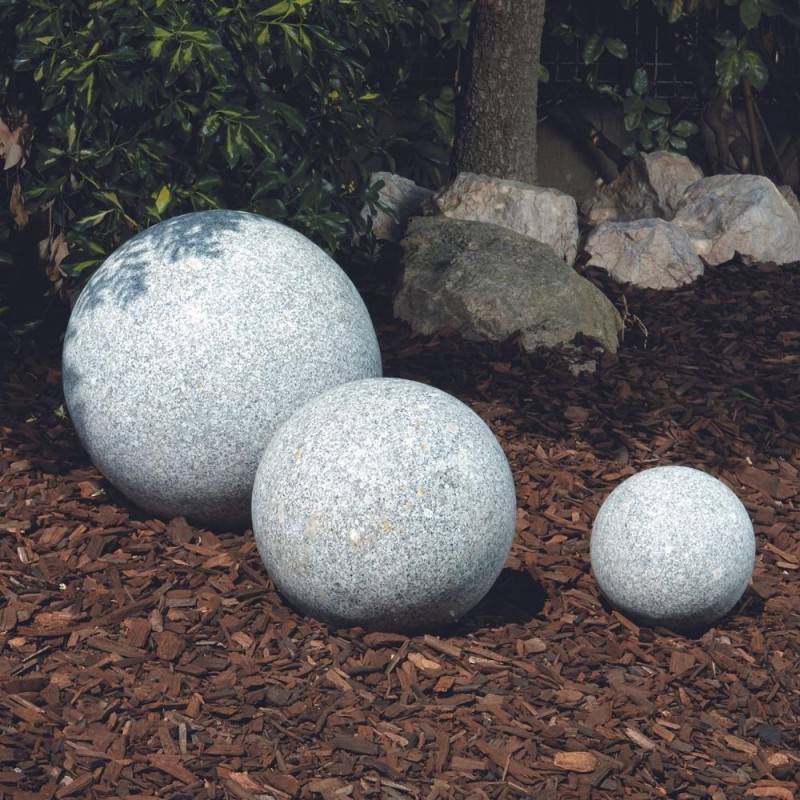 Boule déco jardin granit Ø 20 cm - Gris clair 20 cm - Jardinex - Image 2