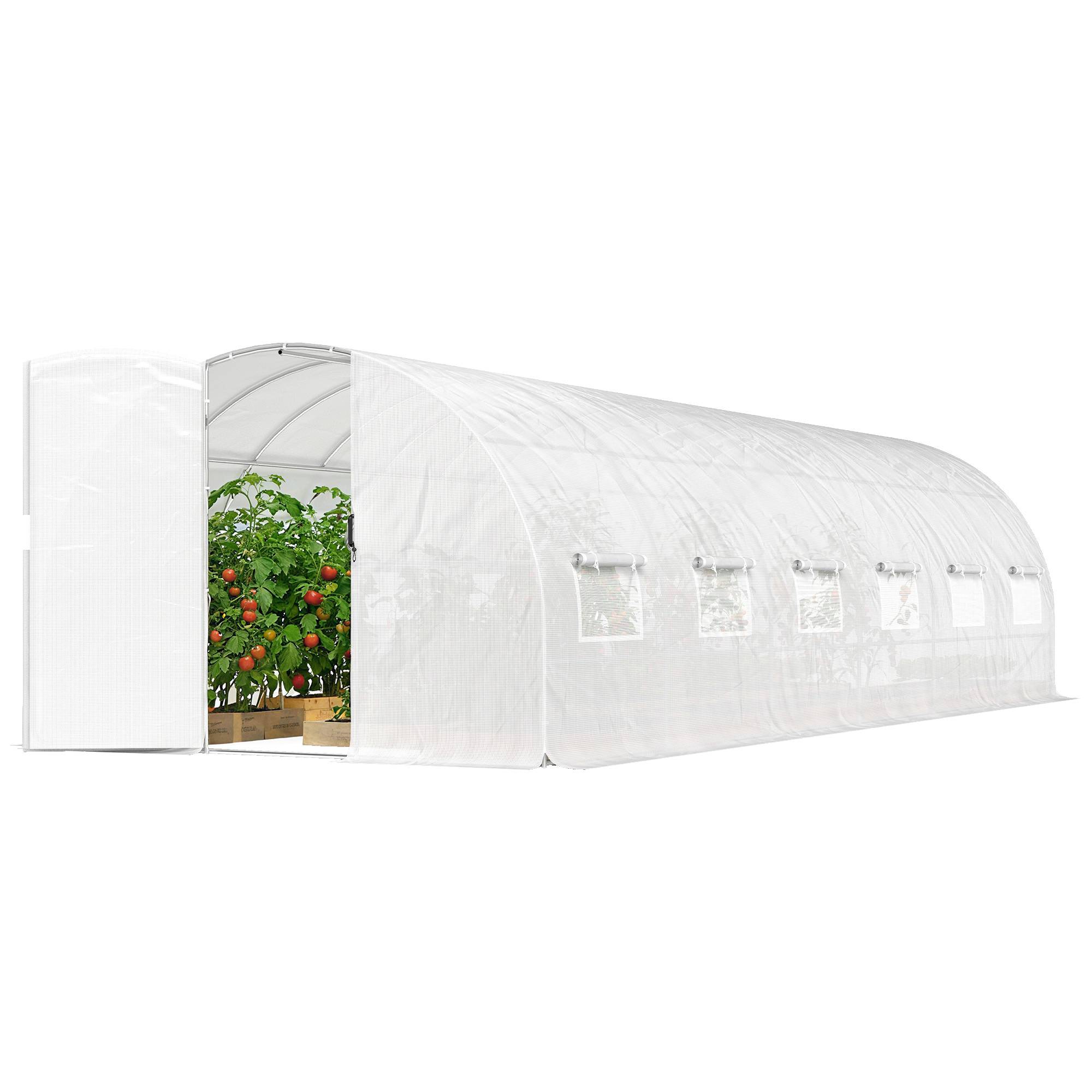 ComfortXL - Serre tunnel de jardin en PE et acier pour extérieur croissance plantes 798x295cm blanc - ComfortXL Outdoor Living - Image 2