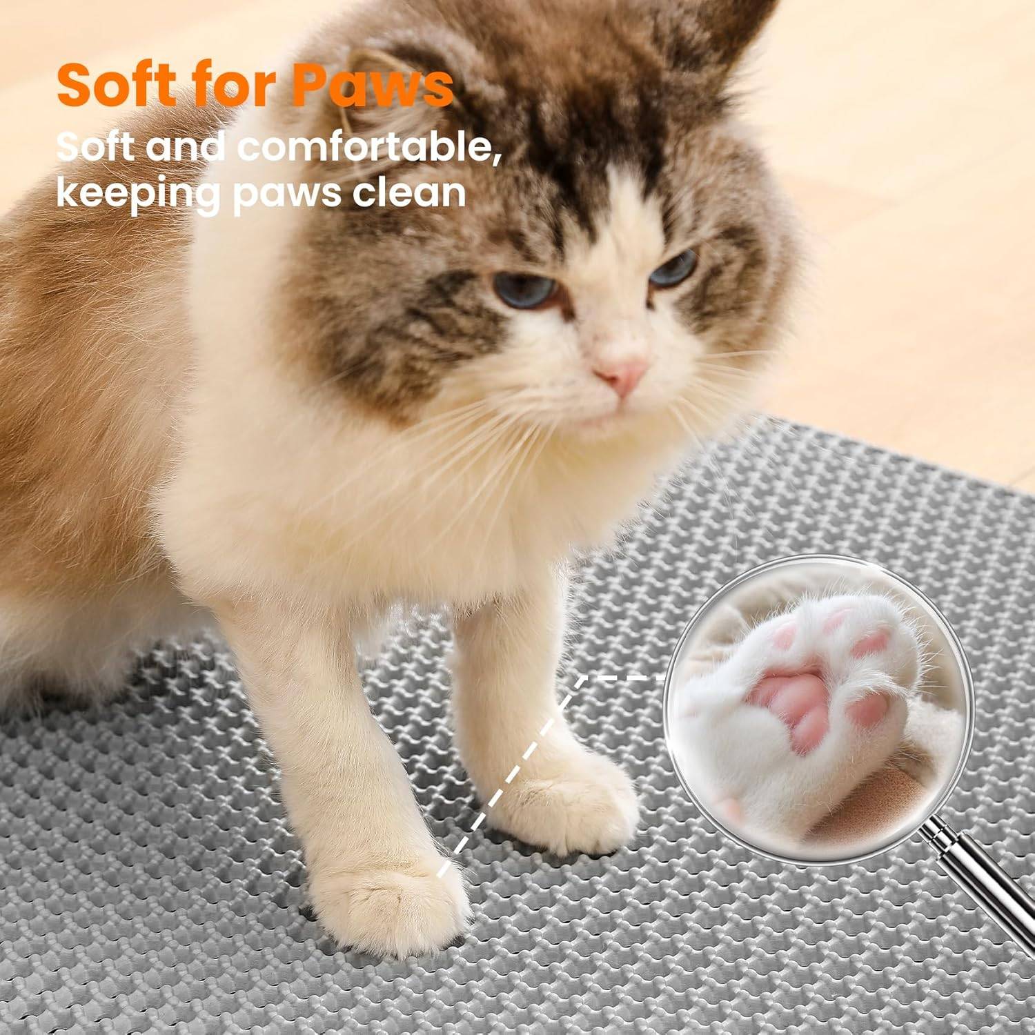 Tapis de litière pour chat, double couche, nid d'abeille, antidérapant, imperméable et anti-urine, accessoire pour chat, 45*60 cm, gris-Lytech - Image 6