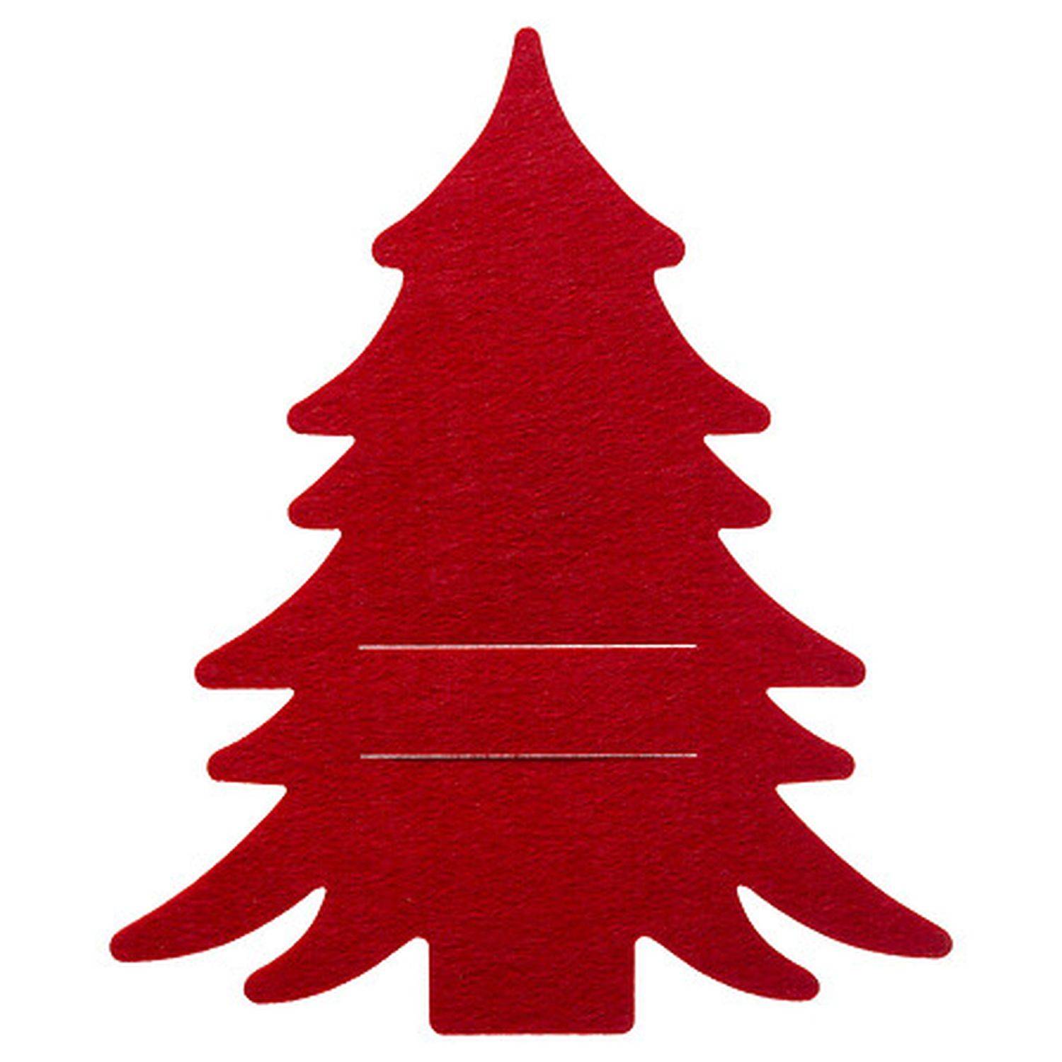 Lot de 4 porte-couverts en feutrine SAPIN - Rouge - Féérie Lights & Christmas - Image 2