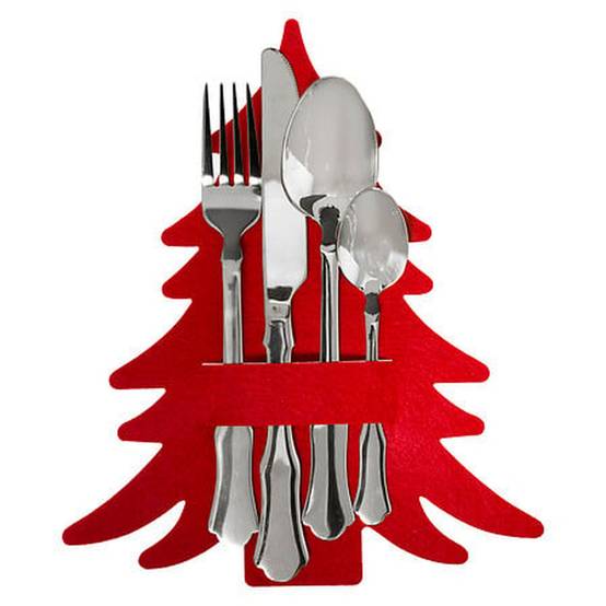 Lot de 4 porte-couverts en feutrine SAPIN - Rouge - Féérie Lights & Christmas - Image 1