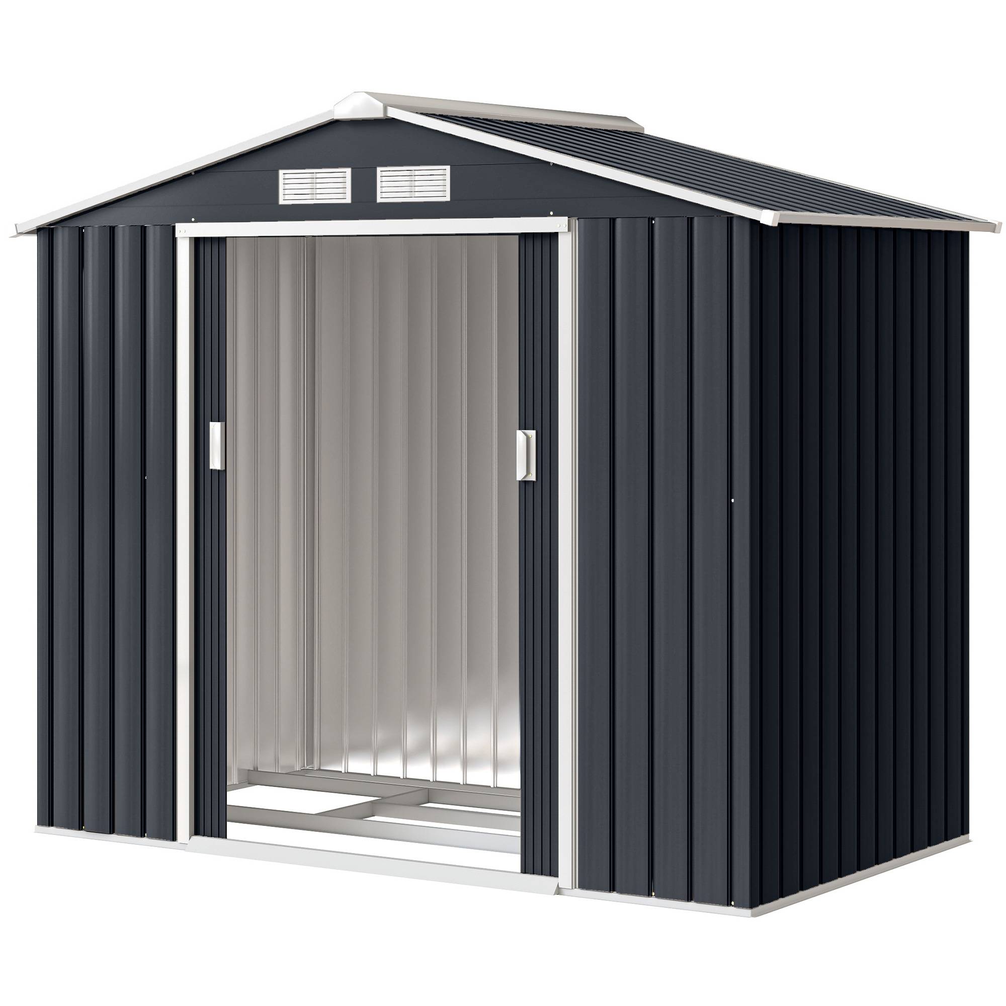 Abri de jardin 213 x 130 x 185 cm, abri extérieur en métal pour le rangement des outils, gris foncé - Image 2