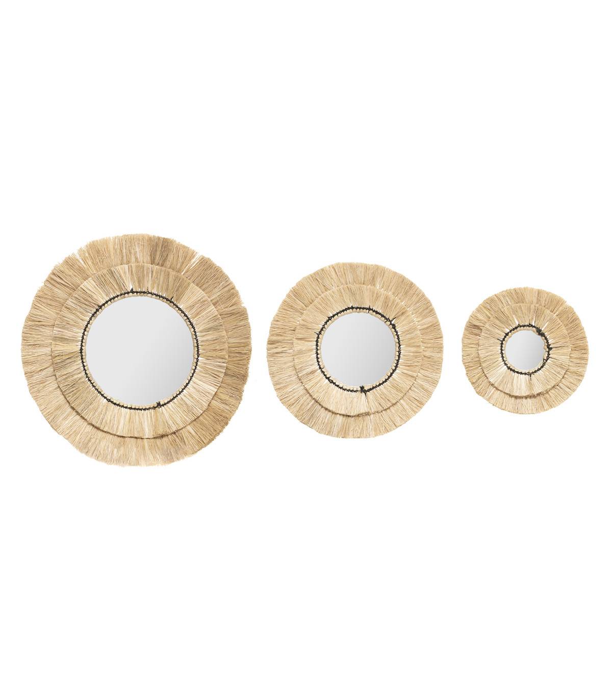 Atmosphera - Lot de 3 Miroirs en Raphia et Verre - Imagen 1