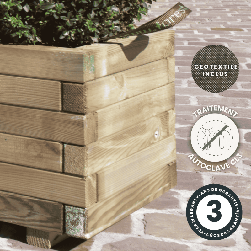Cerland - Lot de 3 bacs à fleurs carrés en bois Baroque - Imagen 4