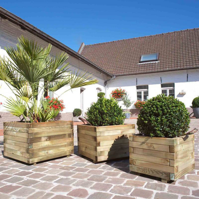 Cerland - Lot de 3 bacs à fleurs carrés en bois Baroque - Imagen 2
