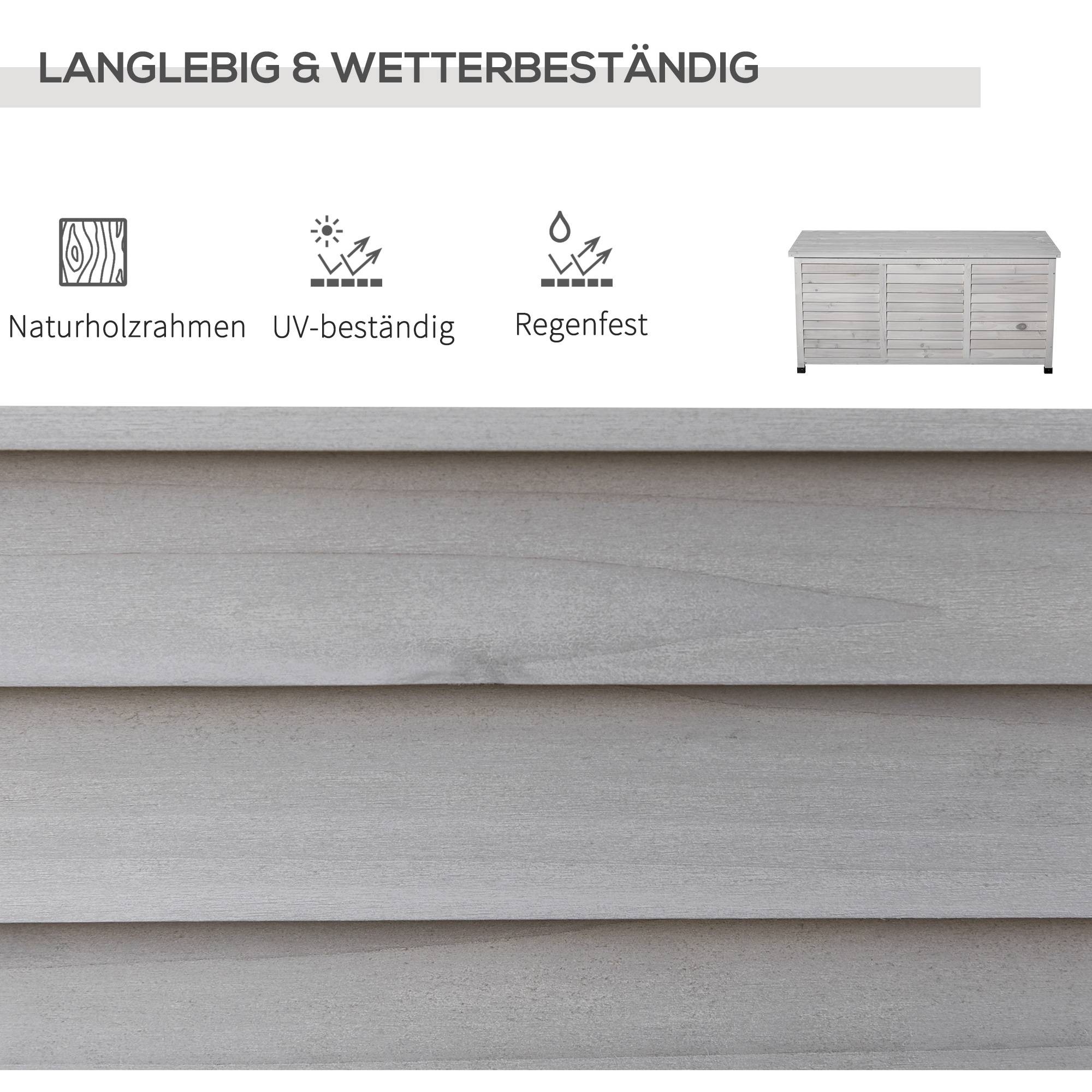 ComfortXL - Coffre Rangement Jardin Bois Sapin Banc Assise Extérieur Étanche 127cm Gris - ComfortXL Outdoor Living - Image 4