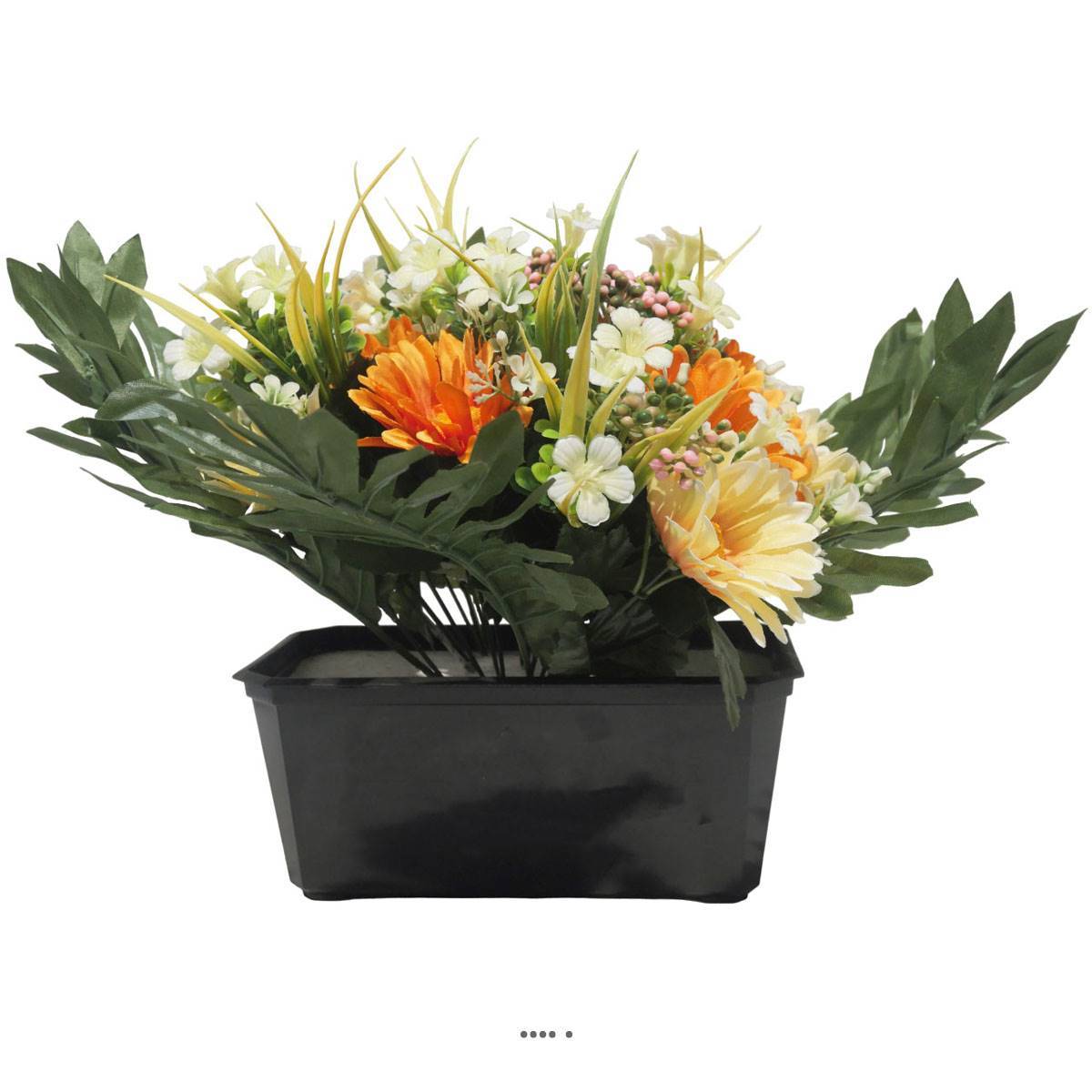 Artificielles - Jardinière fleurs artificielles pour les tombes gerbera et Mini fleurs Crème - couleur: Crème - Imagen 2