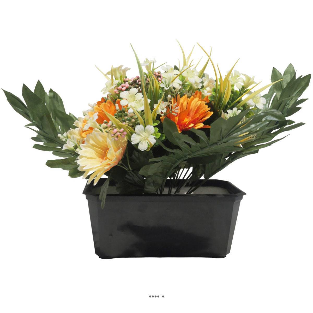 Artificielles - Jardinière fleurs artificielles pour les tombes gerbera et Mini fleurs Crème - couleur: Crème - Imagen 1
