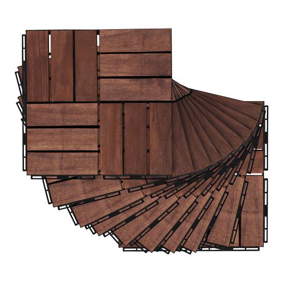 Casa.Pro - Set de 10 losetas de jardín Alliste de madera de acacia 12 listones 0,9 m² marrón casa.pro - Imagen 3