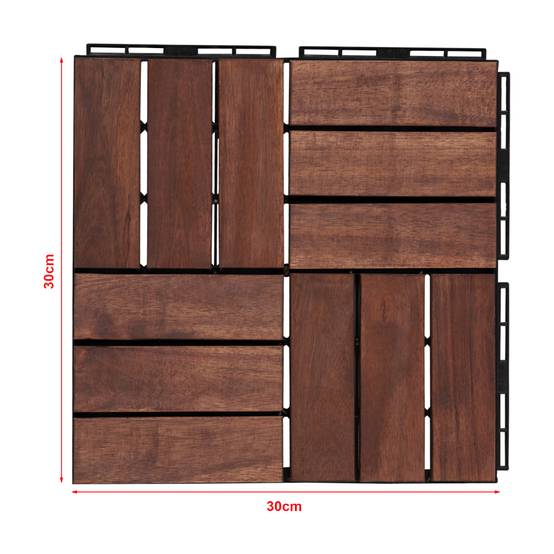 Casa.Pro - Set de 10 losetas de jardín Alliste de madera de acacia 12 listones 0,9 m² marrón casa.pro - Imagen 5