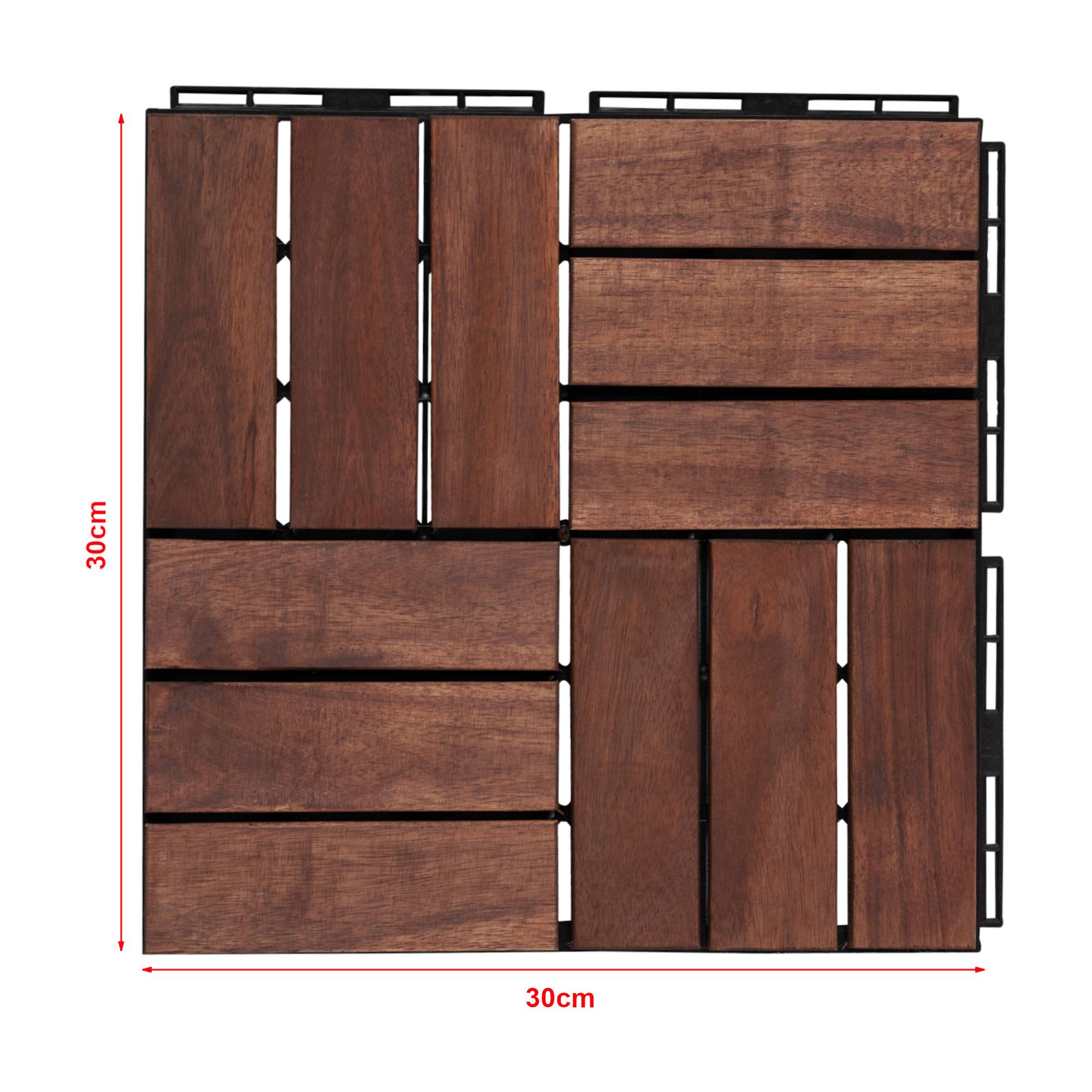 Casa.Pro - Set de 10 losetas de jardín Alliste de madera de acacia 12 listones 0,9 m² marrón casa.pro - Imagen 5