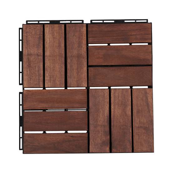 Casa.Pro - Set de 10 losetas de jardín Alliste de madera de acacia 12 listones 0,9 m² marrón casa.pro - Imagen 4