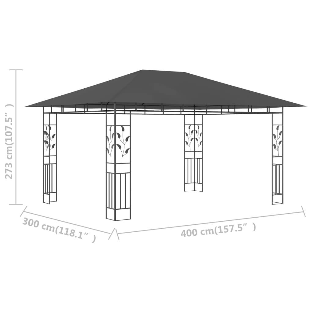 Pergola Jardin - Tonnelle de jardin - Belvédère avec moustiquaire 4x3x2,73 m Anthracite 180 g/m² MI70 - Image 6