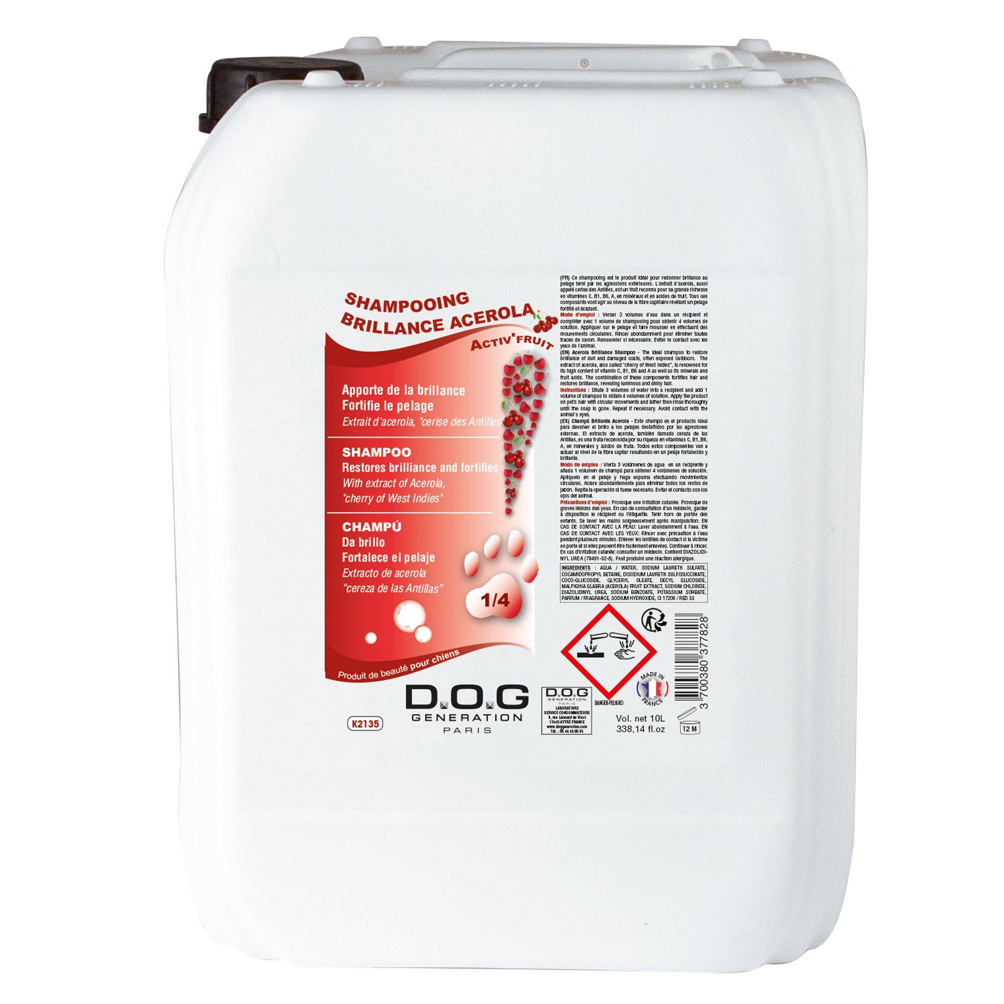 Shampoing Brillance Acerola Dog Generation : 10 litres DOG GENERATION