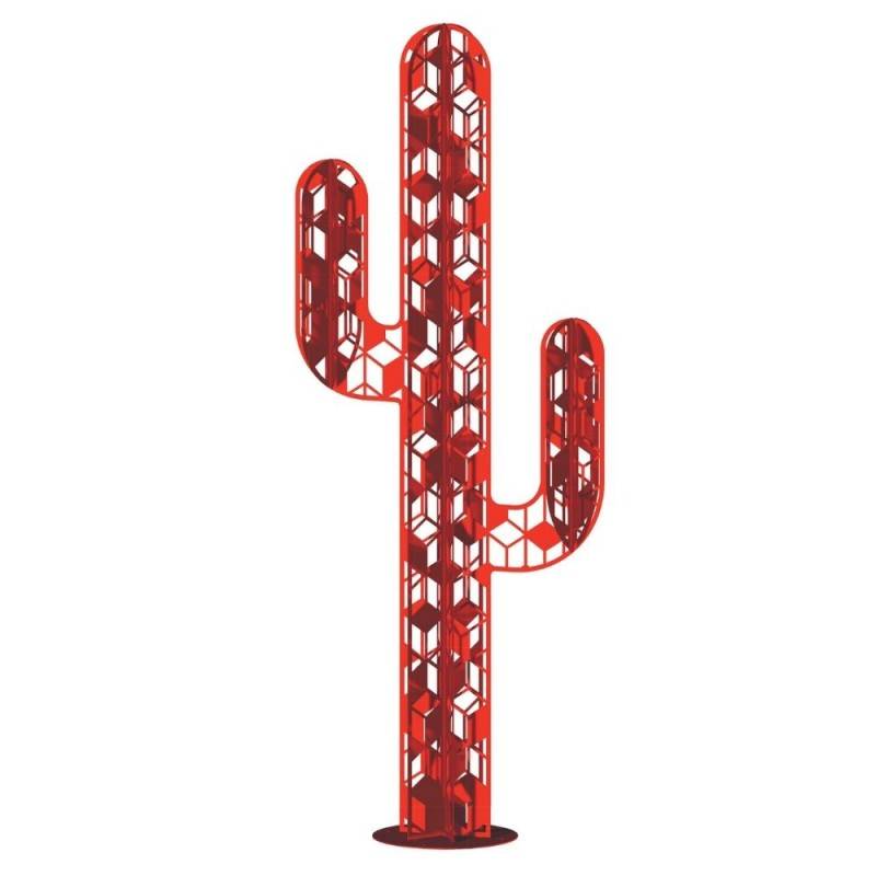 Cactus métal 3 branches origami - Rouge 110 cm - Jardinex - Imagen 1