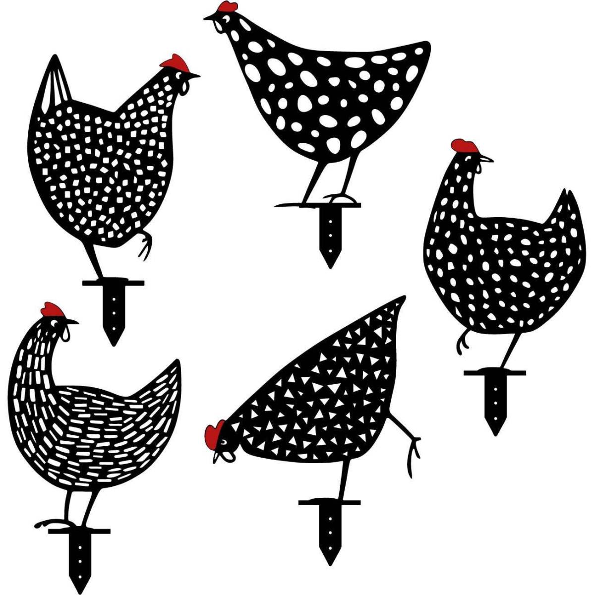 Hanah Home - Animaux décoratifs en métal Garden Poules - Imagen 1