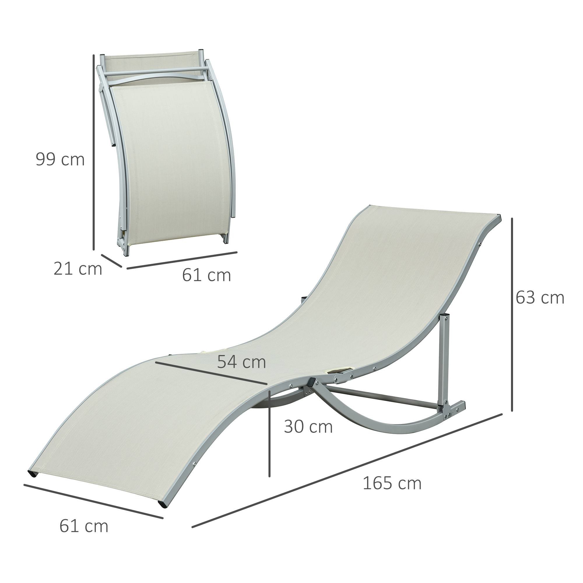 Outsunny - Lot 2 bains de soleil pliables charge 120kg patio terrasse plage aluminium textilène beige - Outsunny - Image 3